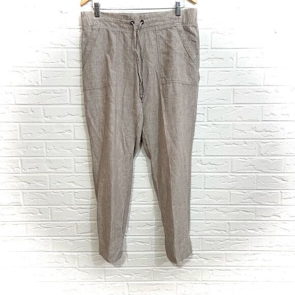 Athleta Linen Pull On Pants Size 10 Tall - Picture 1 of 5